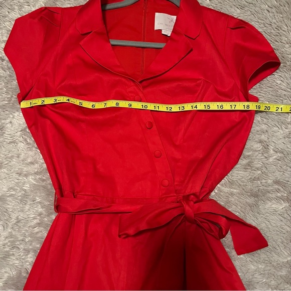 Gal Meets Glam Venetian Red Camille V-Neck Sash Waist Pants Jumpsuit 10 - Picture 7 of 11